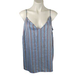 Sonoma Womens 2X Blue Striped Spaghetti Strap Tank Top